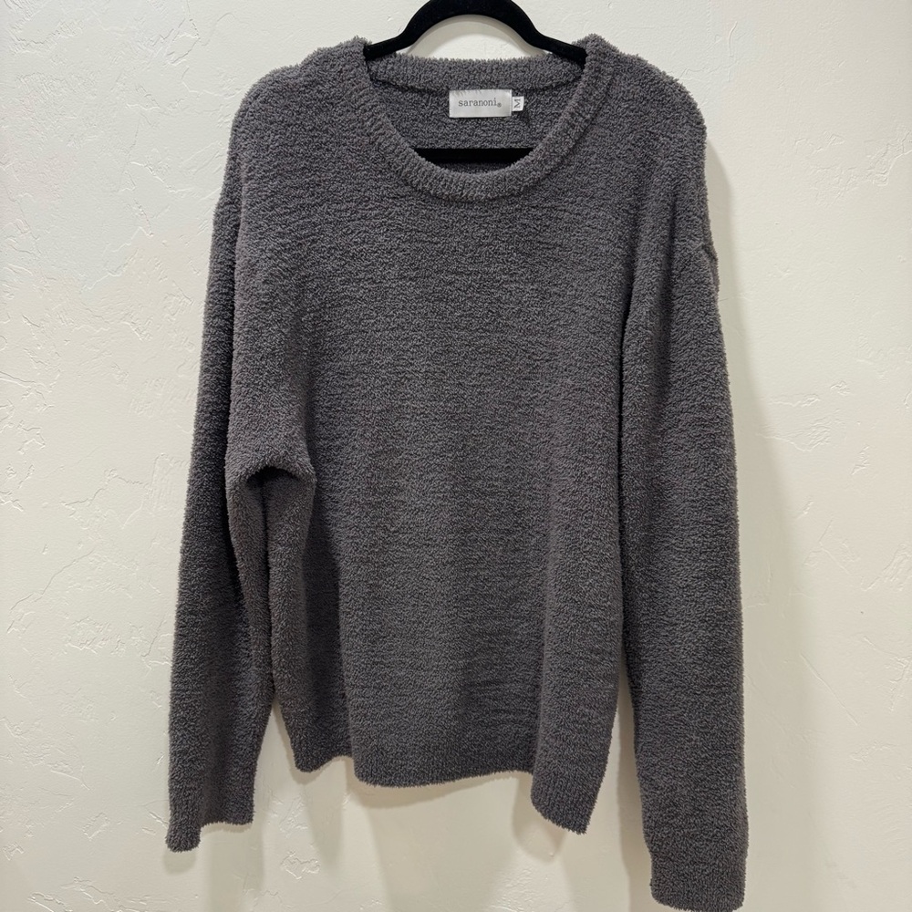 Saranoni Gray Women's Medium Bamboni Crewneck Loungewear Sweater Comfy Soft Cozy